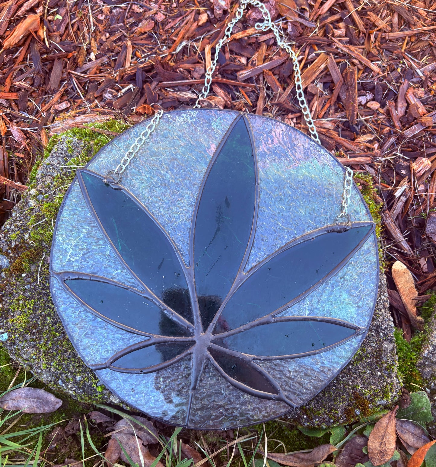 Green Marijuana Leaf Suncatcher