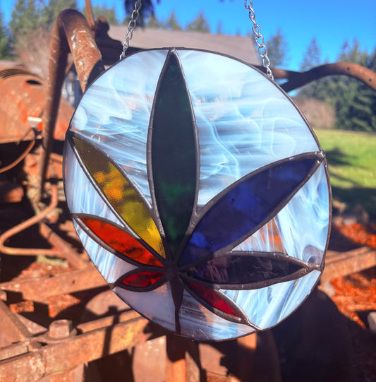 Rainbow Marijuana Leaf Suncatcher