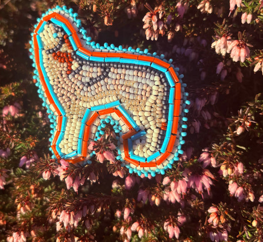 "Howling Wolf" Beaded Brooch/Pin